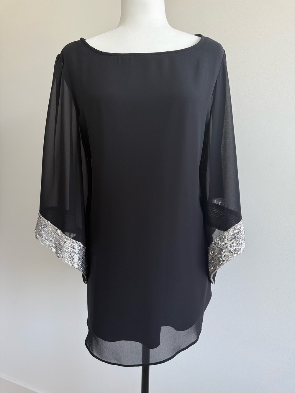 Joseph Ribkoff Evening Blouse with Sequin Cuffs